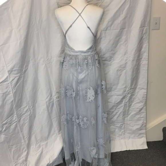The Clothing Co Floral Blue Grey Prom Dress LD2267 - Picture 7 of 7